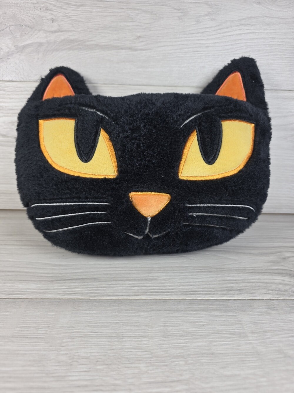 Target Plush Cat Face Pillow Black Yellow Orange White SU22